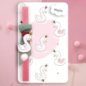 Ξύλινη λαμπάδα baby_swan