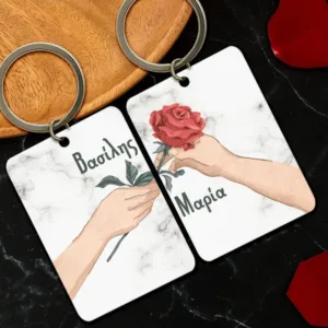 Ξύλινο μπρελόκ couple flower