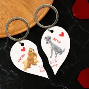 Ξύλινο μπρελόκ couple lady & the tramp