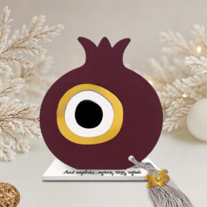 Γούρι σε βάση ρόδι με ματι μωβ