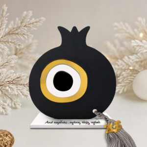 Γούρι σε βάση ρόδι με ματι γκρι