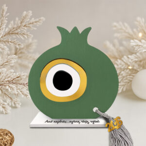 Γούρι σε βάση ρόδι με ματι πράσινο