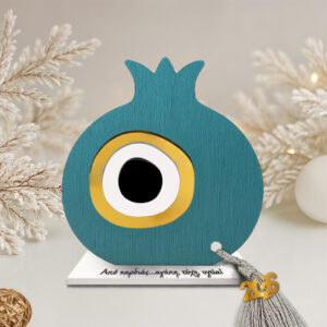 Γούρι σε βάση ρόδι με ματι μπλε