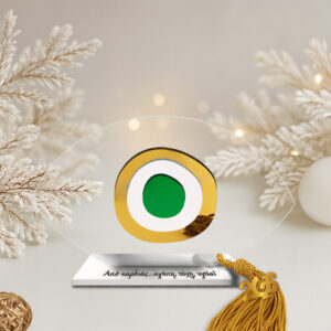 Γούρι μάτι πράσινο με βάση σε διάφανο plexiglass