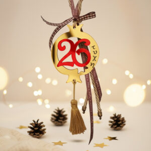 Κρεμαστό Γούρι Ρόδι “Τύχη” σε χρυσό και κόκκινο “26”