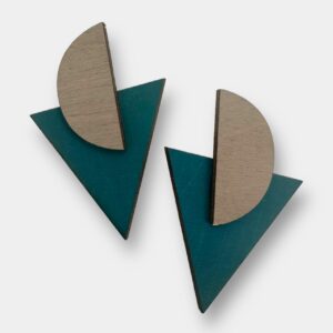 Σκουλαρίκια από ξύλο με τρίγωνο και ημικύκλιο