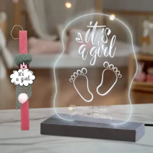 Λαμπάδα its a girl με plexiglass