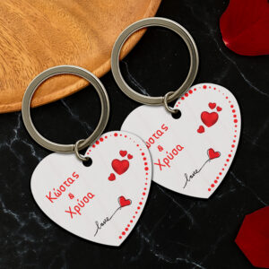 Ξύλινο μπρελόκ heart-color