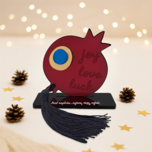 Γούρι ρόδι με βάση joy, love, luck σε Μπορντό Plexiglass